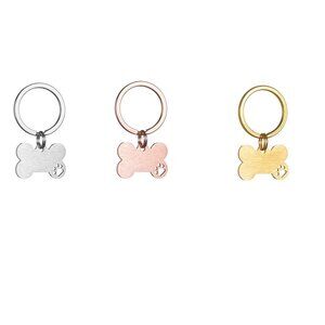 Personalized Dog Name Tag, Engraved Pet Tag, Bone Shape, Stainless Steel Dog Tag